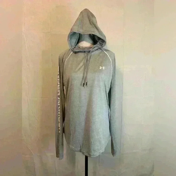 UA Under Armour Dry Fit Loose Women's Velocity Wordmark Hoodie - Grey Size XL - Picture 6 of 6